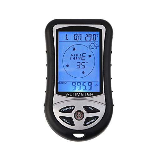 Multifunktions-Gerät für Outdoor / Wandern / Campen, 8 in 1, LCD-Digitalanzeige, Kompass, Höhenmesser, Barometer, Thermometer, Temperatur, Uhr, Kalender