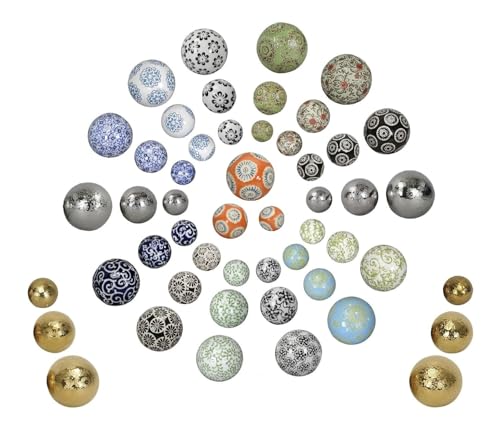 NETPROSHOP Schwimmkugeln, Dekokugeln schwimmend, Porzellan, Durchmesser 4-6-7,5 cm, Farbe:Gruen Blumen, Auswahl:6 cm