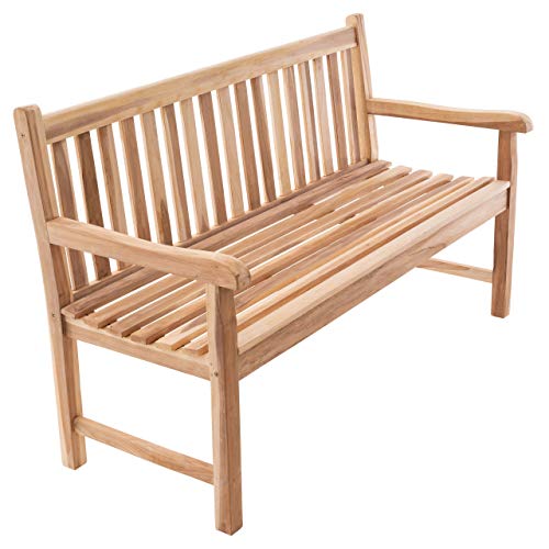 Divero 3-Sitzer Gartenbank Palermo aus zertifiziertem Teak-Holz, unbehandelt - wetterfest – Länge: 150 cm – Farbe: Braun