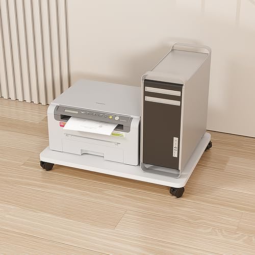 Beweglicher Medienständer For Das Wohnzimmer,Audio-Video-Regal Mit1ebenen,Hifi Rack Aus Holz,Audio-Komponentenständer Mit 360-Grad-Schwenkrädern,Für Stereoanlagen & Kompaktanlage(White,L35*30/14*12in)