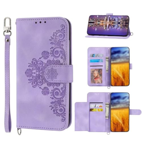 Beddouuk Handyhülle für Samsung Galaxy S23 Hülle mit Mandalablume Muster,PU Leder Flip Case Klappbare Lederhülle Schutzhülle Klapphülle Kompatibel mit Samsung Galaxy S23,Lila