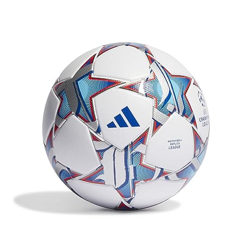 adidas Unisex Ball (Laminated) UCL LGE, Top:White/Silver Met./Bright Cyan/Shock Purple Bottom:Solar Orange/Iron Met., IA0954, 5