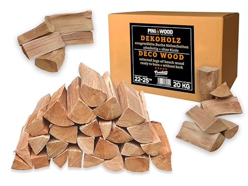 Deko Holzscheite Buche ohne Rinde 20kg Premium Dekoholz Kaminholz Brennholz Grillholz