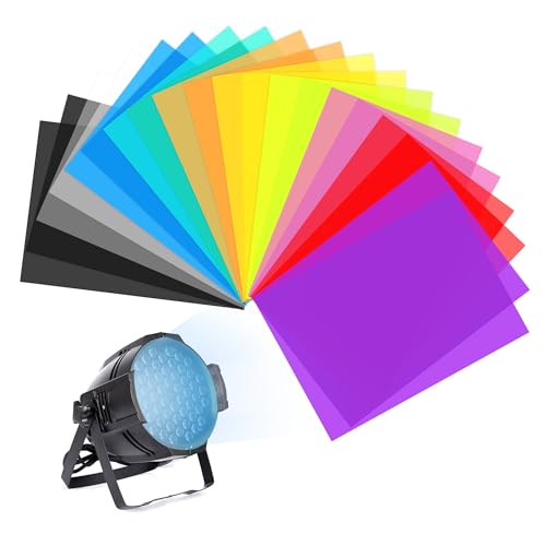 20 PcsFarbfolien Gel,Farbfolien für Scheinwerfer,10 Farben Transparent Farbige Farbkorrektur,für Foto Studio Strobe Blitz, LED Licht Scheinwerfer, Digitalkamera 29.7 * 21cm