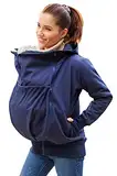 Be Mama - Maternity & Baby wear wasserdichte ALL-WEATHER 3in1 - Tragejacke & Umstandsjacke & Damenjacke in einem aus SOFTSHELL (Wassersäule: 10.000 mm), Modell: BERGAMI SOFTSHELL, dunkelblau SM