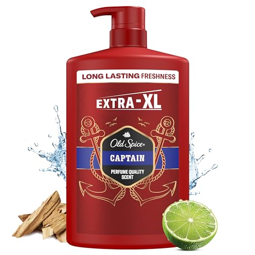 Old Spice Captain 3-in-1 Duschgel & Shampoo für Männer, 1L, langanhaltender, frischer Duft in Parfümqualität, Tiefenreinigung für Haare-Gesicht-Körper, sanftes Hautgefühl