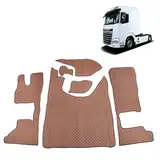 LKW Fußmatten Für DAF XG,XG+ Braun Trucks LKWs Automatisch Tunnelabdeckung Öko-Leder Interieur Zubehör LKW Dekoration,Nicht gefederter Beifahrersitz mit klappbarem Beifahrersitz