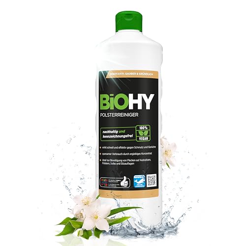 BiOHY Spezial Polsterreiniger (1l Flasche) | Konzentrat für Sofas, Polstermöbel, Teppiche & Textilien | für Nasssauger & Waschsauger | Fleckentferner | effektiver Textilerfrischer