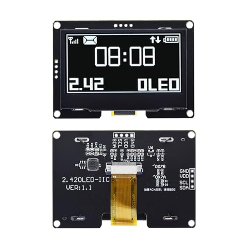 Hailege 2,42" SSD1309 128x64 OLED Display Modul 2,42 Zoll 4 Pin OLED LCD Display Modul (IIC Weiß)