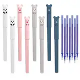 Ailvor Radierbarer Kugelschreiber, 8 Stück Tintenroller Radierbar mit 20 Nachfüllungen, Cartoon Löschbarer Stift, 0.35mm Erasable Pen Set für Studenten Geschenk, Schul Bürobedarf(Blau)