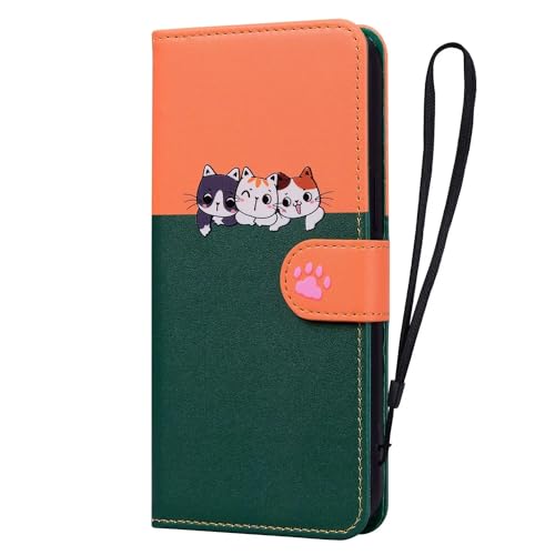 Beddouuk Handyhülle für iPhone XS Max Hülle,Karikatur Katze Klapphülle Handytasche Wallet Schutzhülle Tasche Case mit Magnetisch Kartenfach Standfunktion für iPhone XS Max,Grün