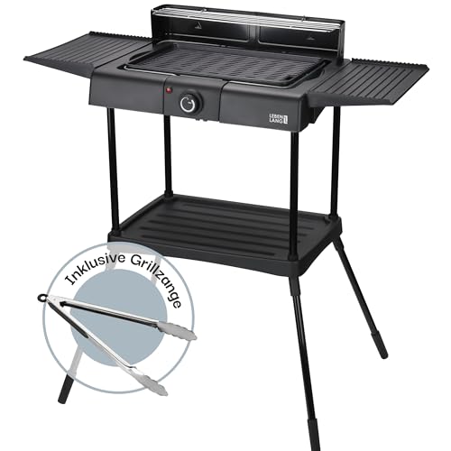 LEBENLANG 2in1 Elektrogrill Tischgrill elektrisch - Inkl. Standfuß & Grillzange I Elektro Grill für Draußen & Drinnen Balkon Tisch 2000W I Electric Grills Elektrische Tischgrills BBQ Balkongrill