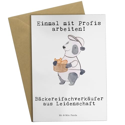 Mr. & Mrs. Panda Grußkarte Bäckereifachverkäufer Leidenschaft - Geschenk, Backwarenverkäufer, Glückwunschkarte, Klappkarte, Danke, Frühstück,