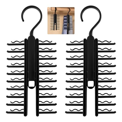 2 Stück Krawattemhalter, Tie Belt Rack Verstellbarer, X Krawattenhalter, Kleiderschrank Krawattenbügel 360° Haken, Krawattenklammer mit Rutschfestem Clip, für Krawatten Gürtel Socken Seidenschals