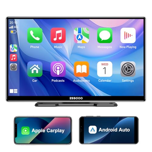 ESSGOO A-pple CarPlay & Android Auto,9 Zoll IPS Carplay Display,Unterstützt Siri & G-oogle Assistant, Online-Karten, einfache Installation, geeignet für Verschiedene Fahrzeugmodelle