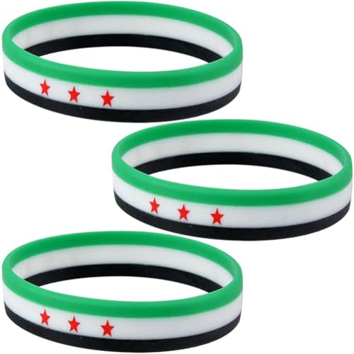 Lpitoy 3 Stück Silikon-Armband Syrien-Flagge, Gummi-armbänder, Sport-Armband Syrischer Flagge, Für Damen Und Herren, Sport, Outdoor-aktivitäten