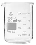 Borostar Becherglas (Boro 3.3), niedrige Form mit Graduierung und Ausguss, 1000 ml