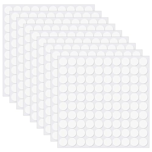 Fyguard 900 Stück Doppelseitige Klebepunkte, 6mm Punkt Aufkleber Foto Klebepads Selbstklebende Klebepunkte 0.5mm Dick Runde Klebende Aufkleber für Poster Ballon Feiertagsdeko DIY Basteln (9 Blatt)