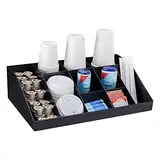 Navaris Kaffee Spender Organizer - Aufbewahrung von Zubehör - Kaffeebar für u. a. Zucker Milch Servietten Kapseln - Kaffeestation 10 Fächer schwarz