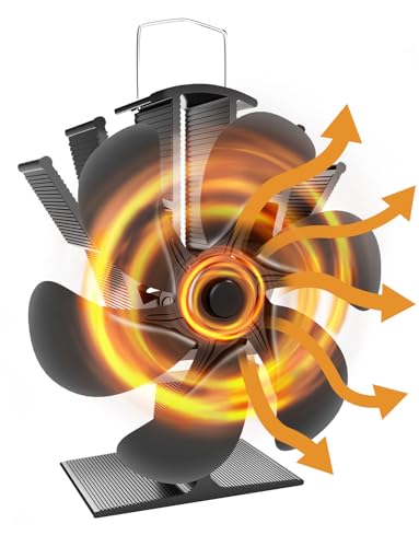 DZKKIUR Ofenventilator 6 Blättern Kaminventilator Wärmebetriebener Ohne Strom Leiser Betrieb für Pelletofen Kaminofen Holzofen