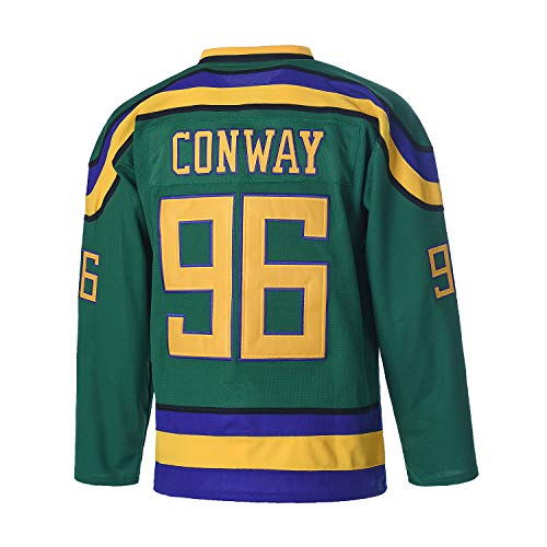 Jugend Eishockey Trikot Charlie Conway #96 Banks #99 Mighty Ducks Movie Jersey Kinder Shirts, 96 Conway Green, L