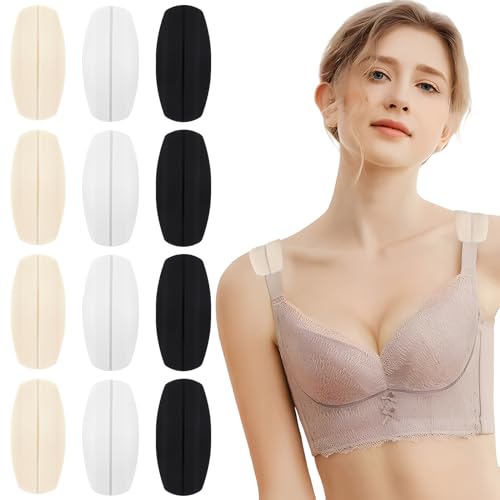 12 Stück BH Trägerpolster,BH-Zubehör,Silikon BH Trägerkissenhalter,Bra Strap Pad Halter,Anti Rutsch Schulterpolster,Silikon Bra Strap Pad Halter,rutschfeste Komfort für Frauen/Mädchen Jeden Alters