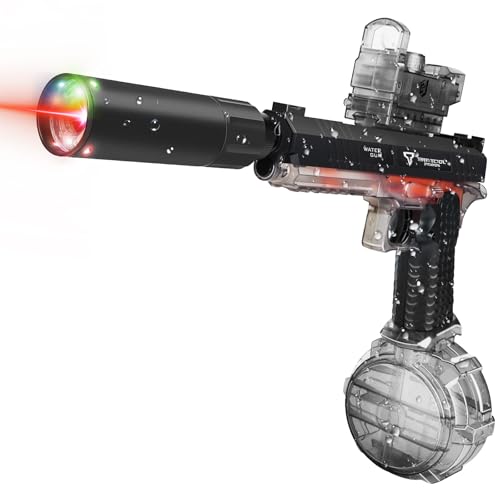 Jovicos Wasserpistole Elektrisch, Automatische Wasserpistole Große Reichweite mit Licht, Elektrische Wasserspritzpistole für Kinder Erwachsene, Wasserpistolen Groß, Sommer Spielzeug für Pool Strand