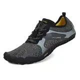 SAGUARO Barfußschuhe Herren Damen Traillaufschuhe Outdoor & Indoor Training Fitnessschuhe Wander Wald Strand Straße Laufschuhe Walkingschuhe Schnell Trocknend Badeschuhe, Metall Schwarz, 43 EU