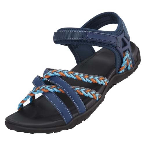 OutPro Sandalen Damen Wandersandalen mit Fußgewölbestützriemen Sport-Sandale Wasserschuhe Strandurlaub weiblich lässiges Gehen,Dunkelblau 37