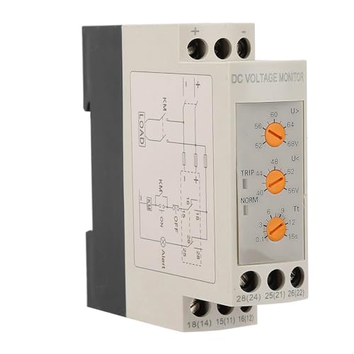 Cheotime DC 12V/24 V/36 V/48V Spannungsrelais, DVRD über Spannung und Unterspannungsschutz Relaisschutzmessung Überwachen von Relay -Schienenspannungs -Spannungsschutzvorrichtung (DC48V)