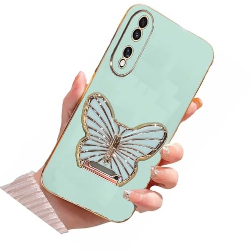 Nadoli für Realme C67 Schmetterling Versteckt Ständer Hülle,Ultra Dünn Überzug Galvanisierte Schmetterling Ständer Weiche Silikon Kratzfest Handyhülle Schutzhülle