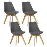 WOLTU 4er Set Esszimmerstühle Küchenstuhl Design Stuhl Esszimmerstuhl Kunstleder Holz Grau BH29gr-4