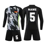 Benutzerdefiniert Fussball Trikot Kinder Set Personalisiert Trikot mit Namen Nummer Team und Logo Trainingsanzug Langarm T-Shirts, Shorts, Socke, Sommer Fussball Jersey für Jungen/Herren