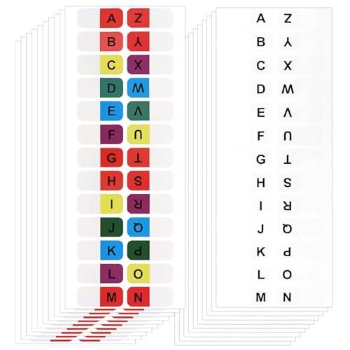 AOZUO 520 Stück A-Z Register, Index Tabs Selbstklebende bunte weiße Buchstabenregister selbstklebende Alphabetische Registerregister kleine Kleberegister Etikettenaufkleber für Büro Notizbuch Lehrbuch