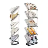 Patinao 2 Stück Schuhregal Schmal mit 5 Ebenen, Platzsparend Schräg Schuhablage, Schuhschrank Schuhaufbewahrung Shoe Rack Schuhbank Schuhe Schrank Schuh Regal Organizer Schuhständer Schuhorganizer