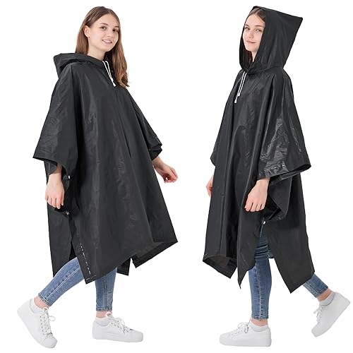 SWOGAA 2 Stück Regenponcho Damen Herren Wiederverwendbar EVA-Regenmäntel für Erwachsene Robuster Regencape Atmungsaktiv Regen für Survive, Fahrrad, Wandern, Camping, Angeln, Konzert, Stadion, Festival