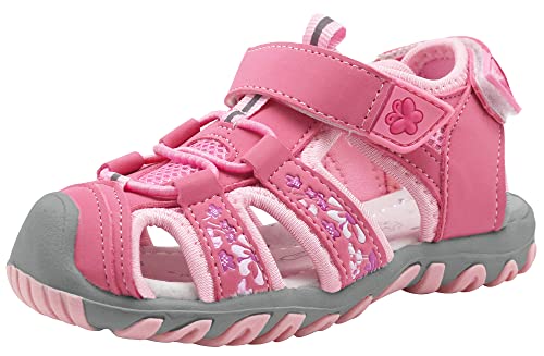 Apakowa Baby Kleine Mädchen Sommer Geschlossene Zehen Athletic & Outdoor Wandern Strandsandalen Sport-Trail-Sandalen für Kinder mit Klettverschluss