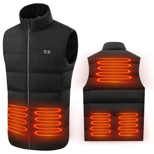 Braoses Beheizte Weste Herren Damen, USB Beheizte Weste mit 5 Heizzonen 3 Stufen Temperatur, Wärmejacke Outdoor Leicht Waschbar Winter Camping Angeln Warme Unisex