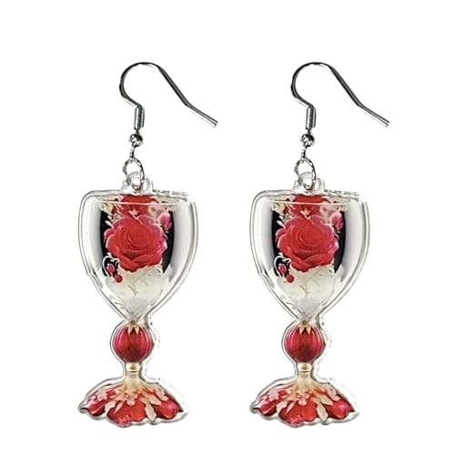 Weinglas-Ohrringe, baumelnde Ohrringe für Frauen, Weingläser - Acryl 2D Schmuck Ohrringe für Frauen,Champagnerglas-Ohrringe für Frauen, Roséweinglas-Tropfen-Ohrringe für Weihnachten,