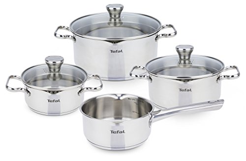 TEFAL DUETTO Kochtopf-Set 7-teilig | A705A8 | Edelstahl-Kochgeschirr | mit Siebdeckel und Ausgießhilfe | Messskalen | Induktionsgeeignet | Umweltfreundlich