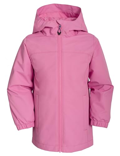 NORDOIS Softshelljacke Kinder Regenjacke Winddicht und Wasserdicht Jungen Mädchen Outdoorjacke mit Kapuze Atmungsaktiv zum Wandern, Radfahren und Laufen(Pink, 146-152cm)