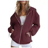 Generisch Damen Hoodie Sweatjacke Baumwoll Zipper Sweatshirtjacke Damen Pullover Oberteile Kapuzenjacke Lang Sweatshirt Kapuzenpullover Mit Kapuze Langarm Sport Style Mit Reißverschluss Oversize
