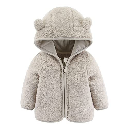 Winterjacke Baby Junge Fleecejacke Kinder Mädchen Bärenohren Hoodie Sweatjacke mit Kapuze Übergangsjacke Teddyjacke Baby Kapuzenjacke Winterjacke Mädchen