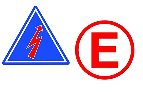 24/7stickers #398 / 2X Rrennsport Aufkleber je ca. 7 x 7 cm E Elektro Pfeil Emergency Racing Rennwagen Motorsport Sticker Tuning Rennen Rally