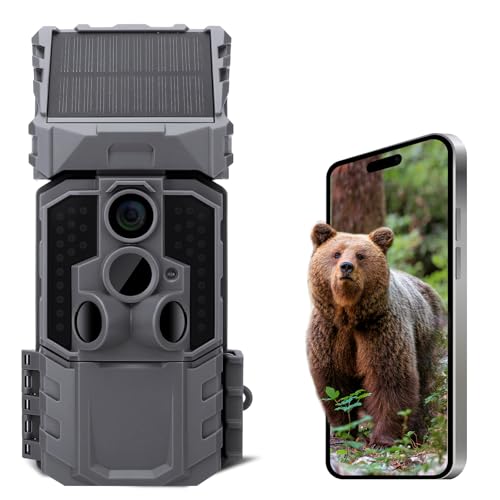 Wosports Wildkamera 1296P HD Wildtierkamera, 33MP WLAN Nachtsichtkamera mit Bewegungsmelder, 0,1 s Auslösegeschwindigkeit, 120° Erfassungs Winkel, IP66 Wasserdicht Tierkamera mit APP und 32GB SD Karte