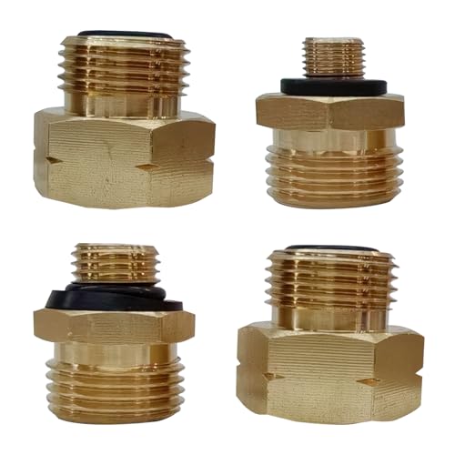 4 Teiliges Gasflaschen Adapter-Set, Gas Adapter Gasflaschen Adapter, Euro Adapter für Gasflaschen, zum Befüllen Deutscher Gasflaschen im Ausland, Messing Gasadapter für Gasflaschen Europa, 1-4