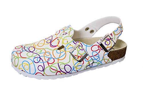 Weeger-Clogs m. Fersenriemen weissGraffiti 40