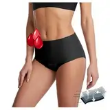 Ahagogo Periode Bikinihose Damen Menstruation Auslaufsichere Badeshorts Periode Bikini Bottoms Periode Höschen Mittlere Taille für Teenager Mädchen (Black, M)