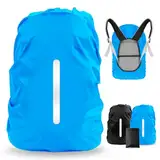 LAMA Rucksack Regenschutz wasserdichte 2 Stück Schulranzen Regenhülle mit Reflexstreifen Verstellschnalle für Wandern Klettern Camping Radfahren Reisen Outdoor Aktivitäten S 18L-25L Schwarz Blau