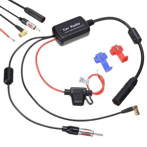 Antennenverstärker Auto, Dab Am Fm Signal Verstärker Splitter, DAB Antenne Verstärker Splitter, Auto Antenne Signalverstärker für Autoradio Nachrüsten Stecker, Radio Adapter, Antennenadapter